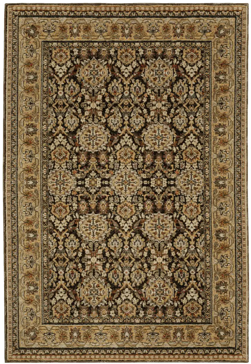 Brown And Gold Oriental Area Rug Photo 2