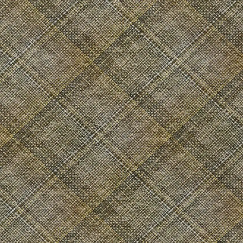 Brown And Gold Plaid Washable Indoor Outdoor Area Rug Photo 4