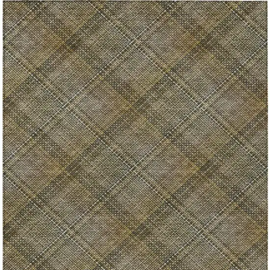 Brown And Gold Plaid Washable Indoor Outdoor Area Rug Photo 8