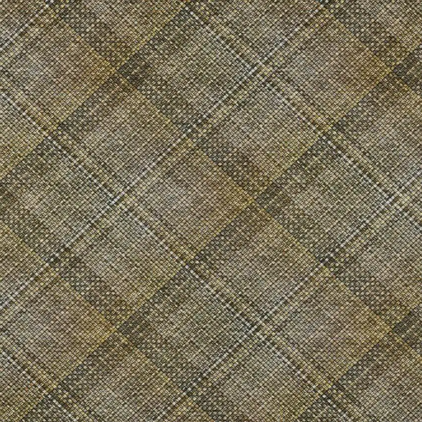 Brown And Gold Plaid Washable Indoor Outdoor Area Rug Photo 9