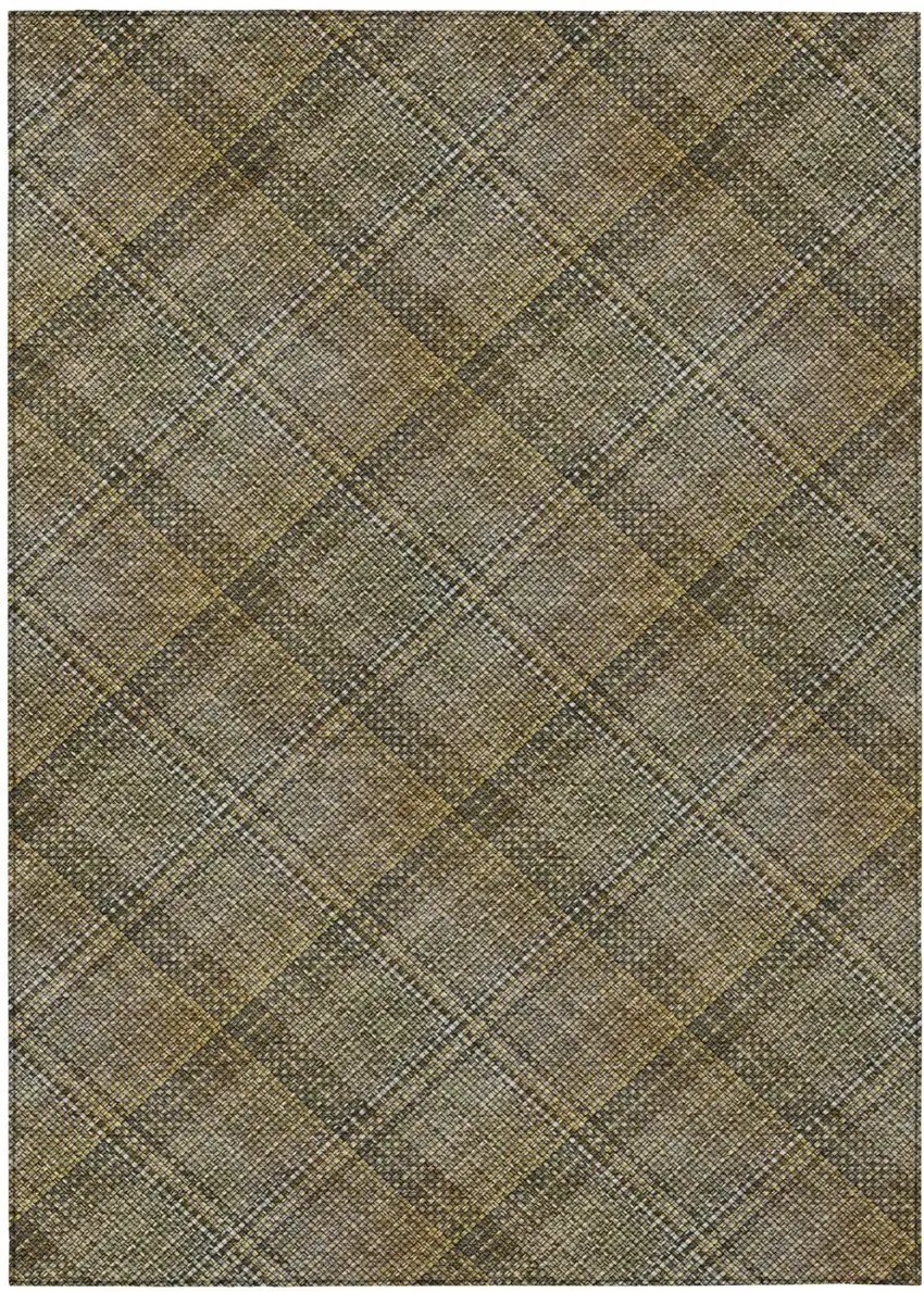 Brown And Gold Plaid Washable Indoor Outdoor Area Rug Photo 3