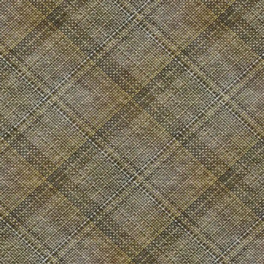 Brown And Gold Plaid Washable Indoor Outdoor Area Rug Photo 8