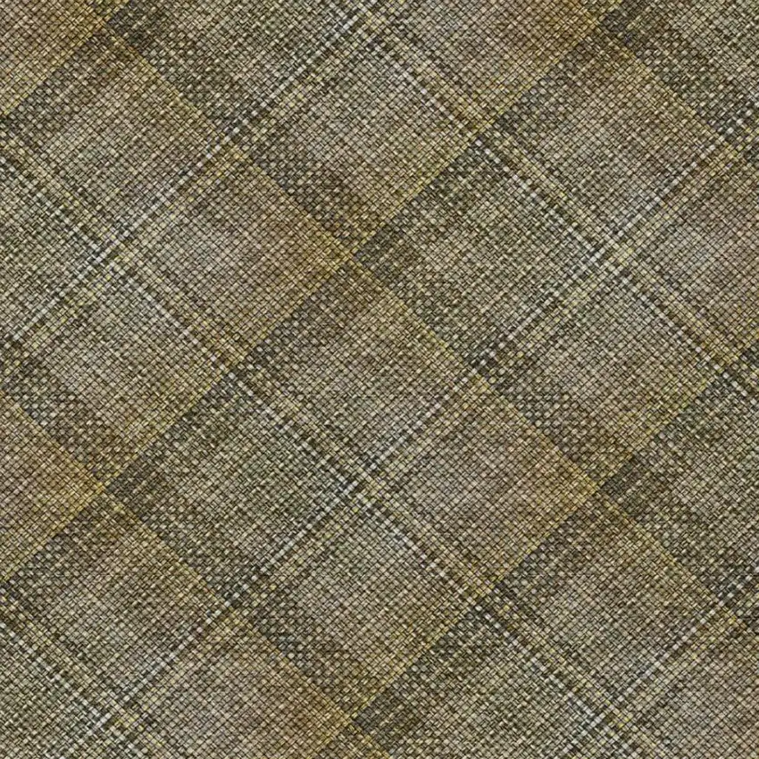 Brown And Gold Plaid Washable Indoor Outdoor Area Rug Photo 7
