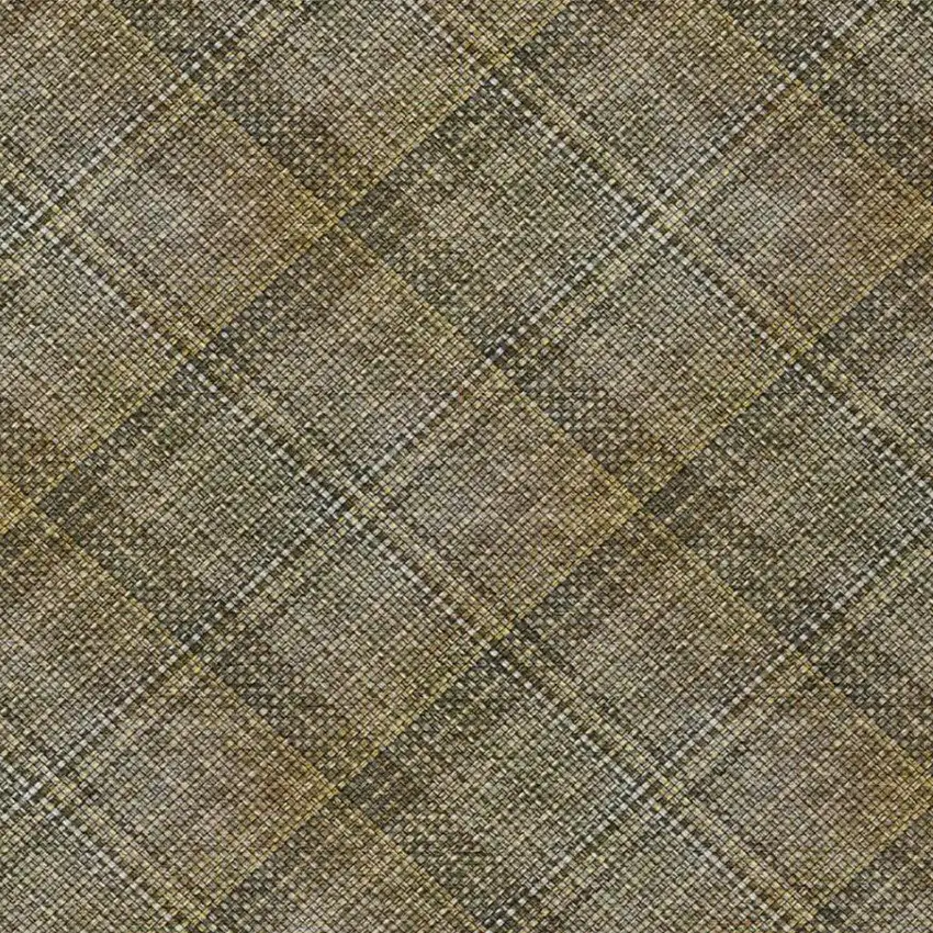 Brown And Gold Plaid Washable Indoor Outdoor Area Rug Photo 5