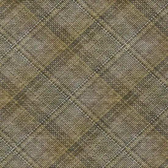 Brown And Gold Plaid Washable Indoor Outdoor Area Rug Photo 1