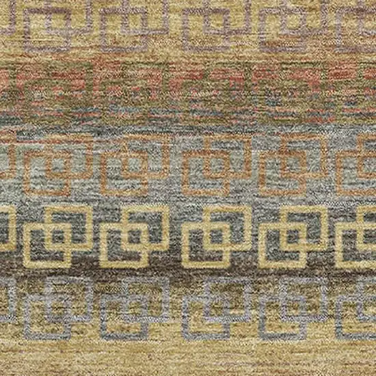 Brown And Gold Striped Washable Area Rug With UV Protection Photo 3