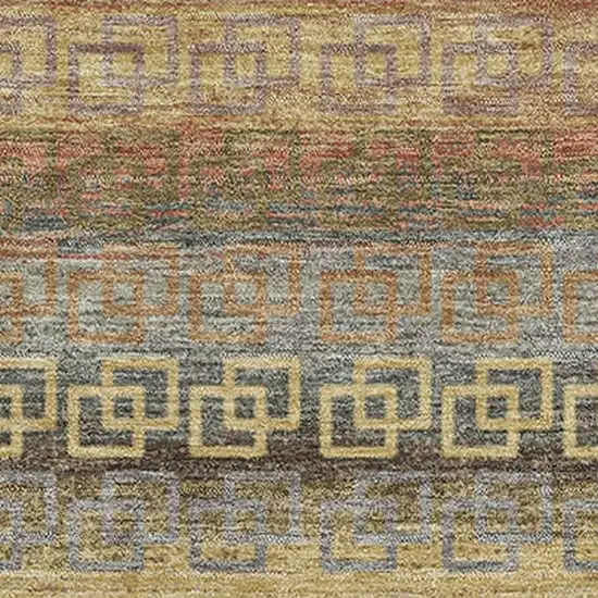 Brown And Gold Striped Washable Area Rug With UV Protection Photo 3