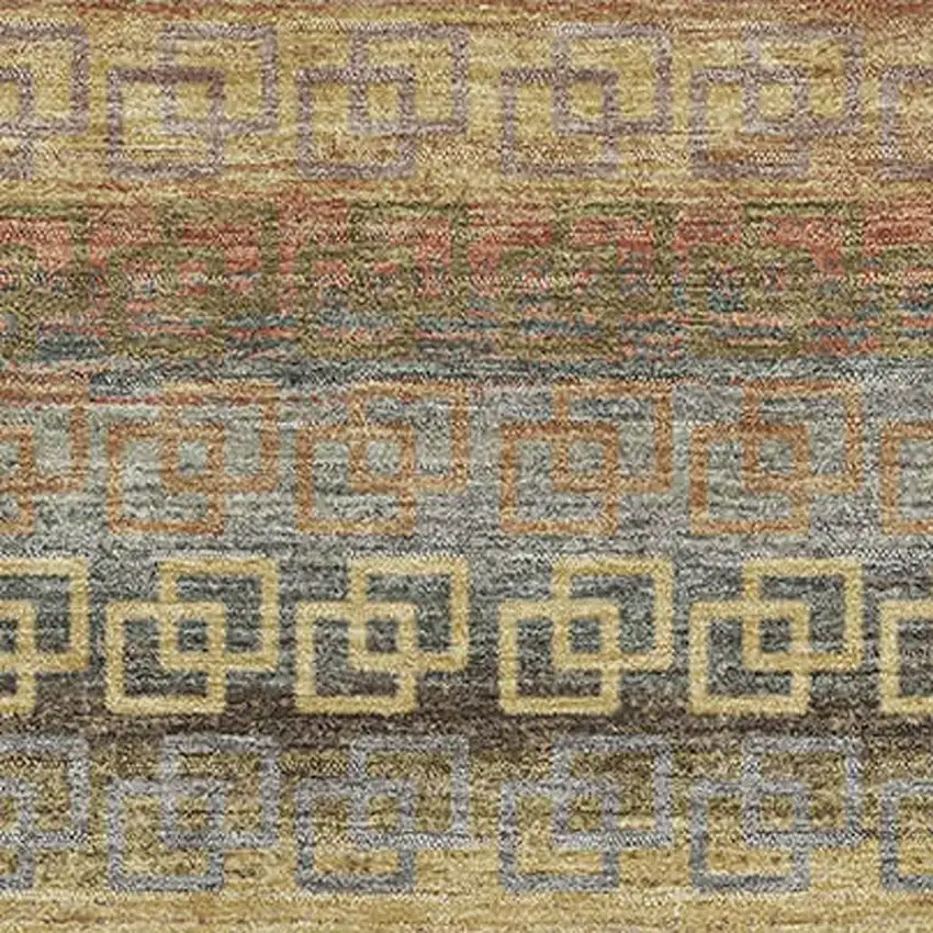 Brown And Gold Striped Washable Area Rug With UV Protection Photo 3