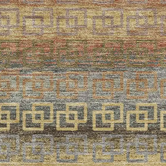 Brown And Gold Striped Washable Area Rug With UV Protection Photo 3