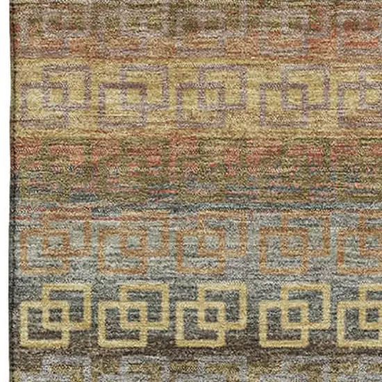 Brown And Gold Striped Washable Area Rug With UV Protection Photo 3