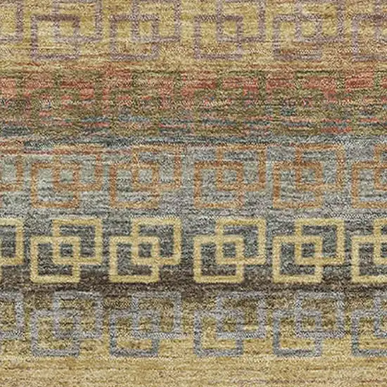 Brown And Gold Striped Washable Area Rug With UV Protection Photo 3