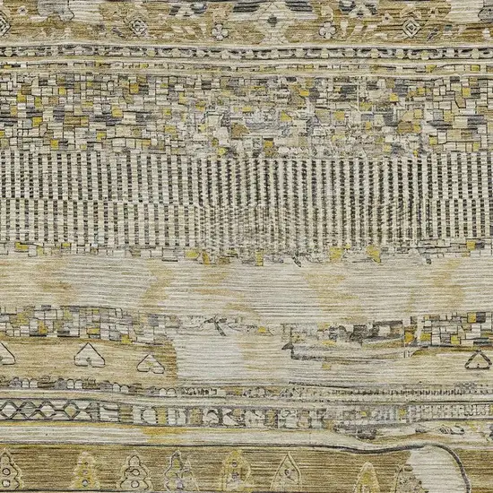 Brown And Gold Striped Washable Indoor Outdoor Area Rug Photo 3