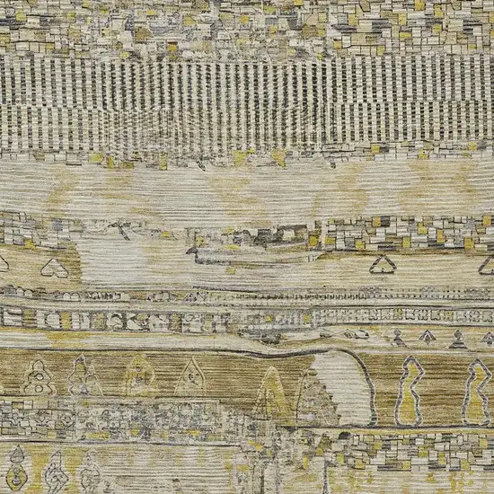 Brown And Gold Striped Washable Indoor Outdoor Area Rug Photo 4