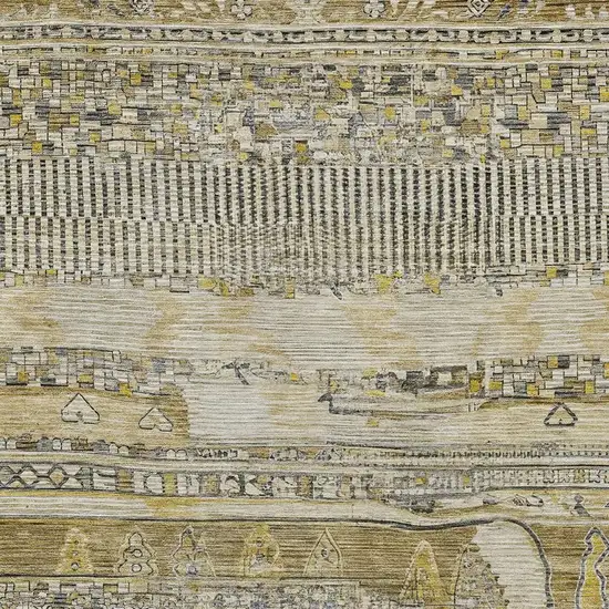 Brown And Gold Striped Washable Indoor Outdoor Area Rug Photo 3