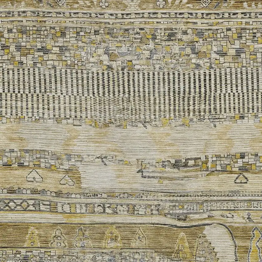 Brown And Gold Striped Washable Indoor Outdoor Area Rug Photo 3