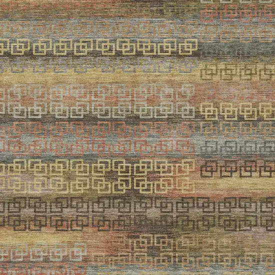 Brown And Gold Striped Washable Indoor Outdoor Area Rug Photo 4