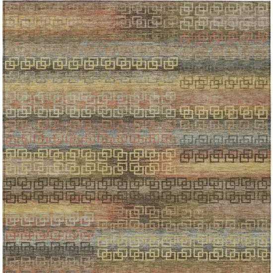 Brown And Gold Striped Washable Indoor Outdoor Area Rug Photo 4
