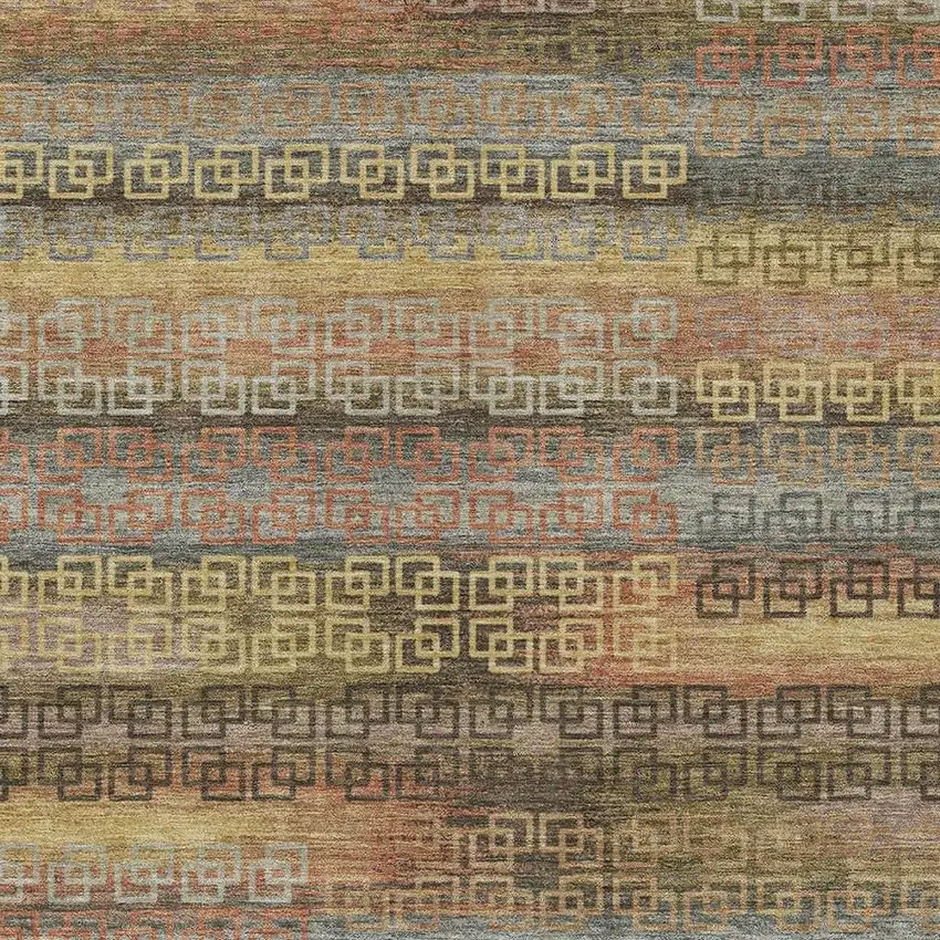 Brown And Gold Striped Washable Indoor Outdoor Area Rug Photo 3