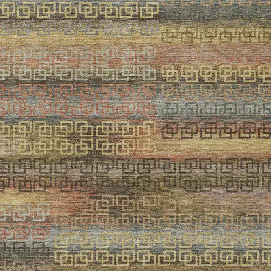 Brown And Gold Striped Washable Indoor Outdoor Area Rug Photo 4