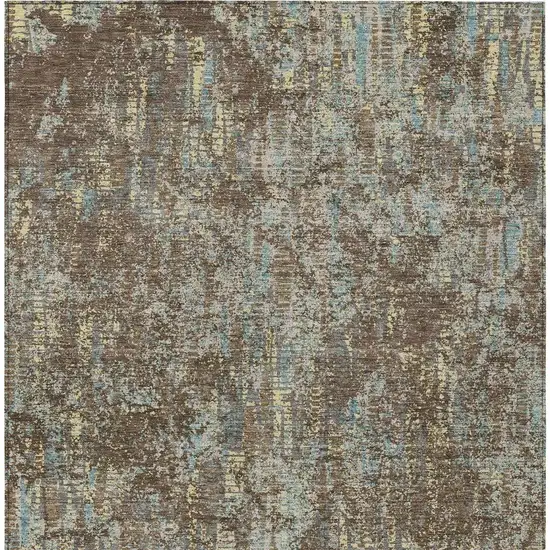 Brown And Graphite Abstract Washable Indoor Outdoor Area Rug Photo 4