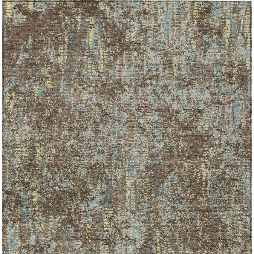 Brown And Graphite Abstract Washable Indoor Outdoor Area Rug Photo 4