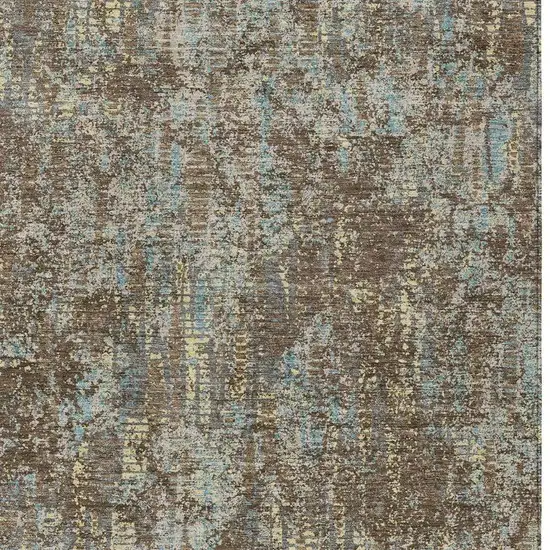 Brown And Graphite Abstract Washable Indoor Outdoor Area Rug Photo 3