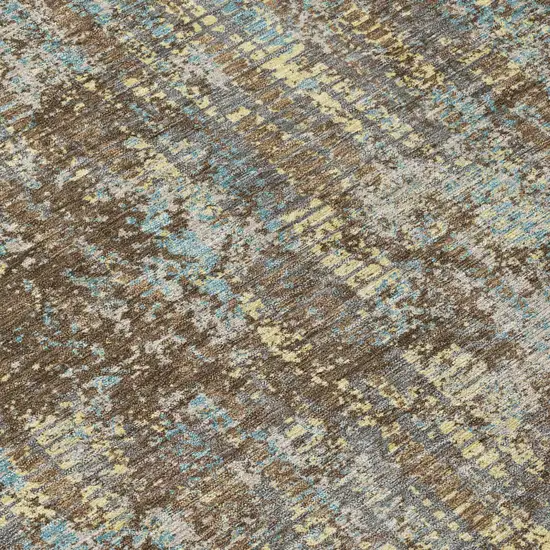 Brown And Graphite Abstract Washable Indoor Outdoor Area Rug Photo 6