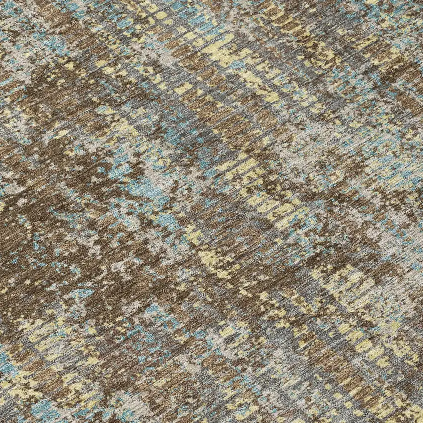 Brown And Graphite Abstract Washable Indoor Outdoor Area Rug Photo 6