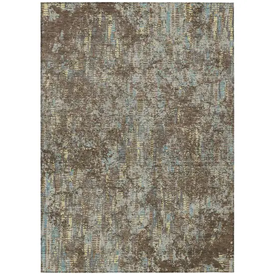 Brown And Graphite Abstract Washable Indoor Outdoor Area Rug Photo 2