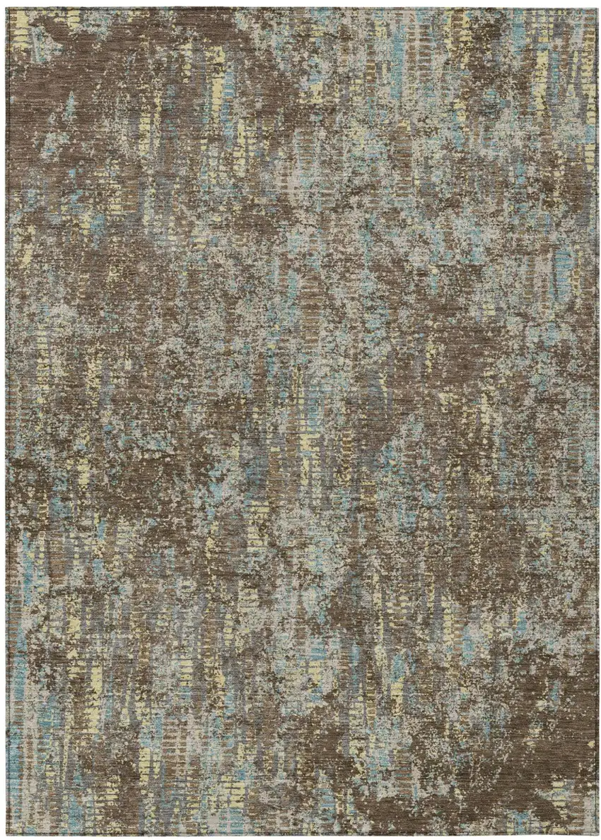 Brown And Graphite Abstract Washable Indoor Outdoor Area Rug Photo 2
