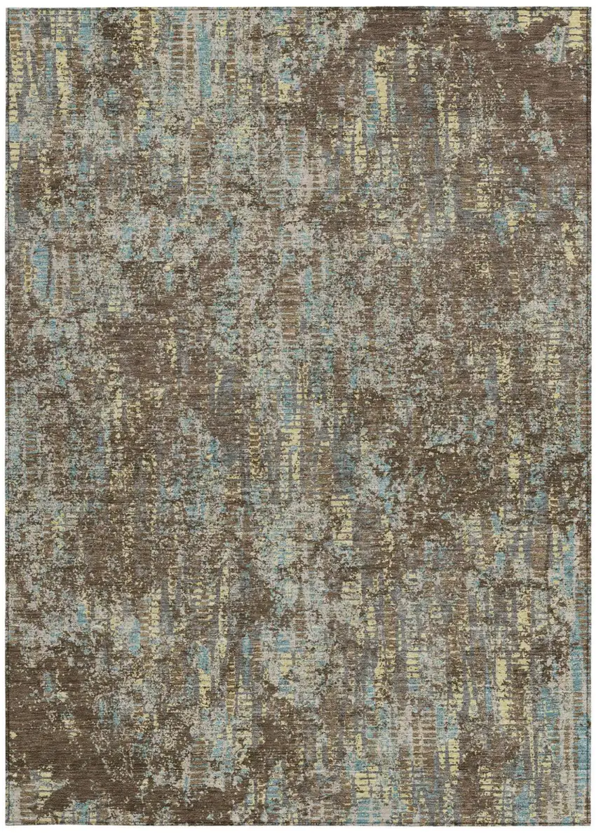 Brown And Graphite Abstract Washable Indoor Outdoor Area Rug Photo 4