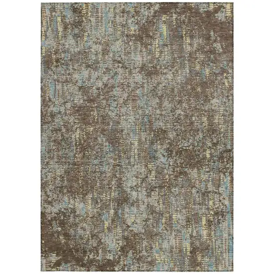 Brown And Graphite Abstract Washable Indoor Outdoor Area Rug Photo 4