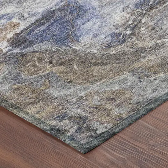 Brown And Graphite Abstract Washable Indoor Outdoor Area Rug Photo 3