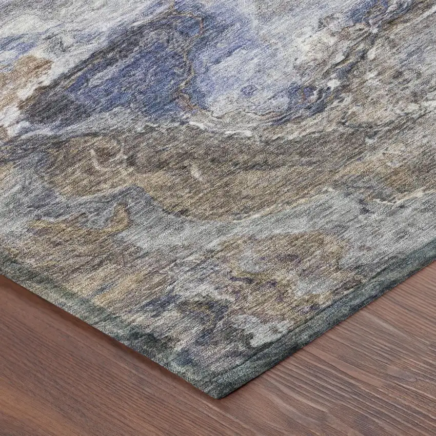 Brown And Graphite Abstract Washable Indoor Outdoor Area Rug Photo 3