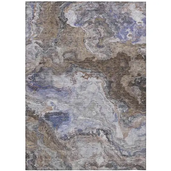 Brown And Graphite Abstract Washable Indoor Outdoor Area Rug Photo 2