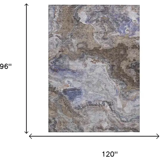 Brown And Graphite Abstract Washable Indoor Outdoor Area Rug Photo 5