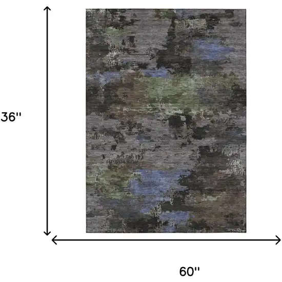 Brown And Graphite Abstract Washable Indoor Outdoor Area Rug Photo 5