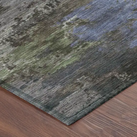 Brown And Graphite Abstract Washable Indoor Outdoor Area Rug Photo 3