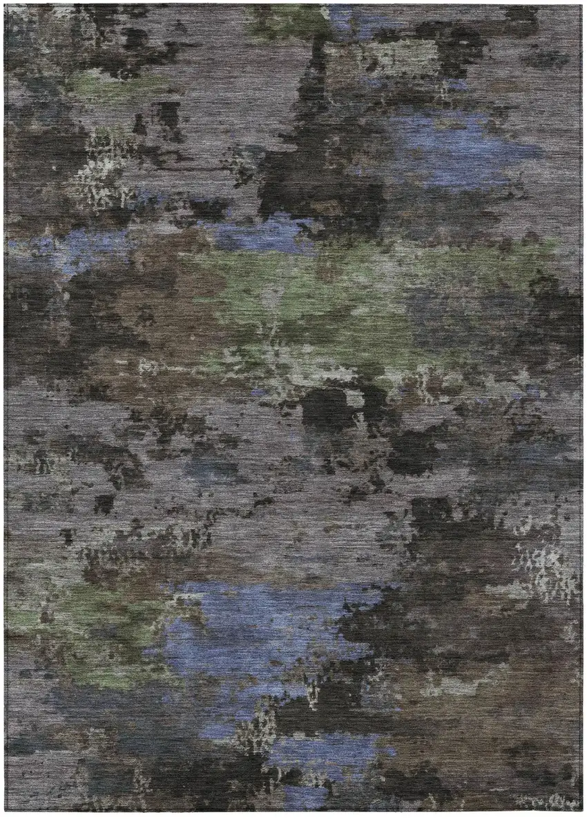 Brown And Graphite Abstract Washable Indoor Outdoor Area Rug Photo 2