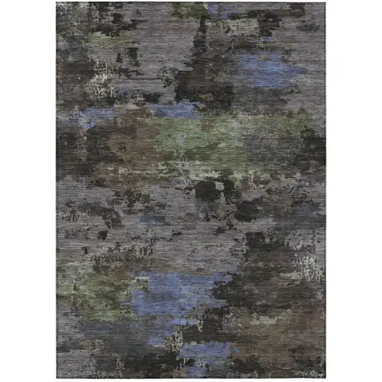 Brown And Graphite Abstract Washable Indoor Outdoor Area Rug Photo 2