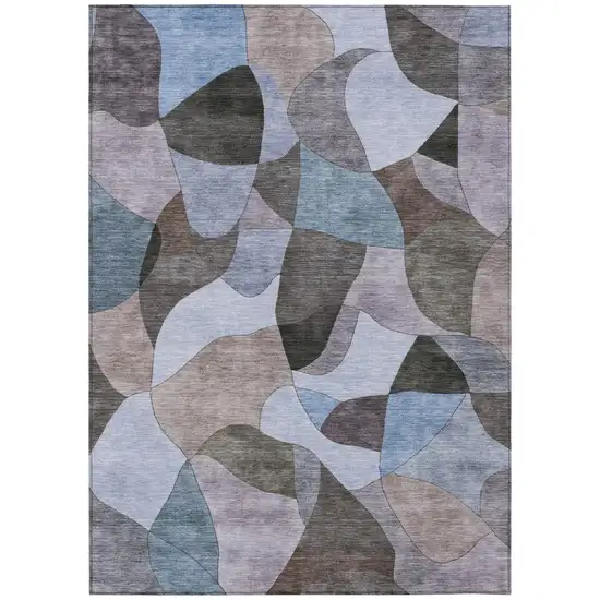 Brown And Graphite Abstract Washable Indoor Outdoor Area Rug Photo 2