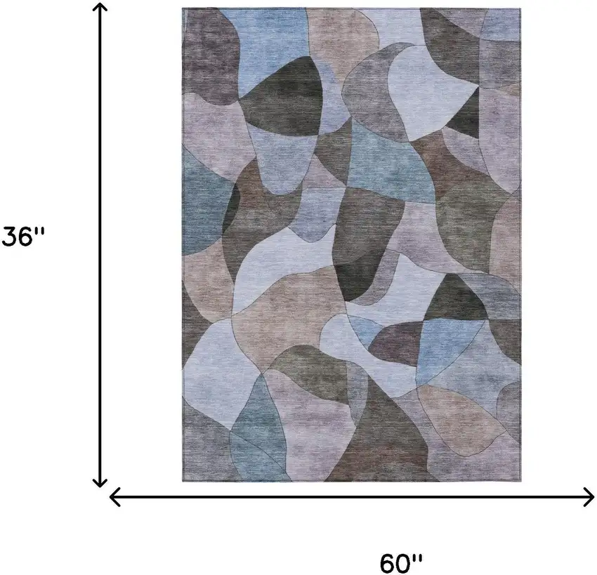 Brown And Graphite Abstract Washable Indoor Outdoor Area Rug Photo 5