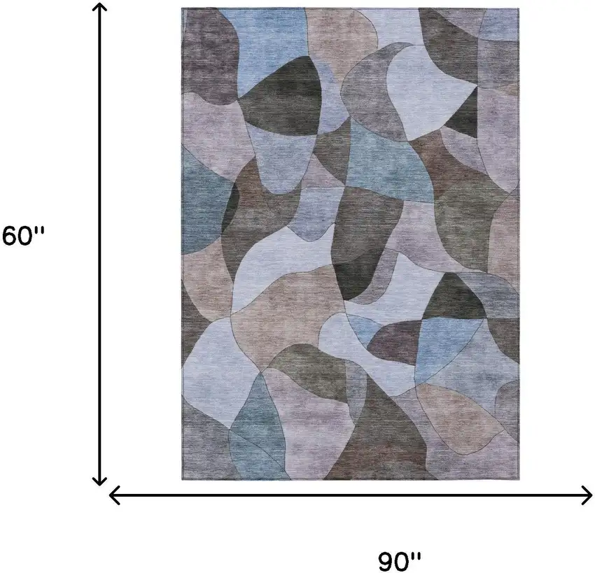 Brown And Graphite Abstract Washable Indoor Outdoor Area Rug Photo 5