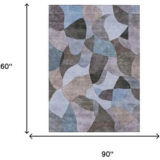 Brown And Graphite Abstract Washable Indoor Outdoor Area Rug Photo 5