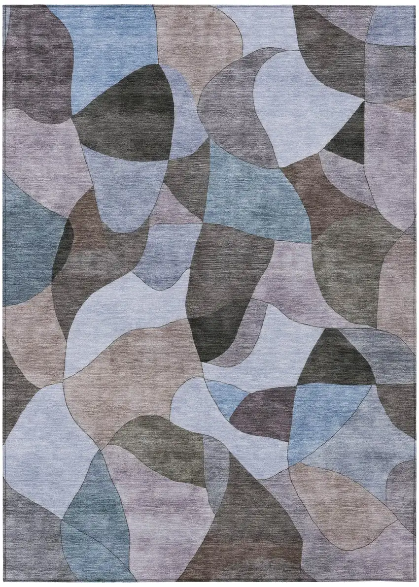 Brown And Graphite Abstract Washable Indoor Outdoor Area Rug Photo 2