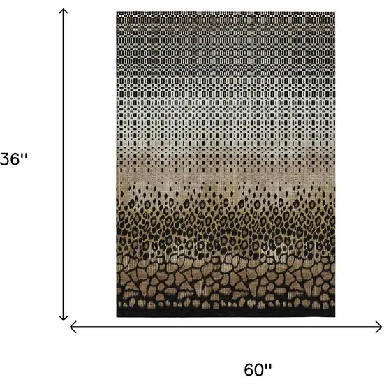 Brown And Graphite Geometric Washable Indoor Outdoor Area Rug Photo 5