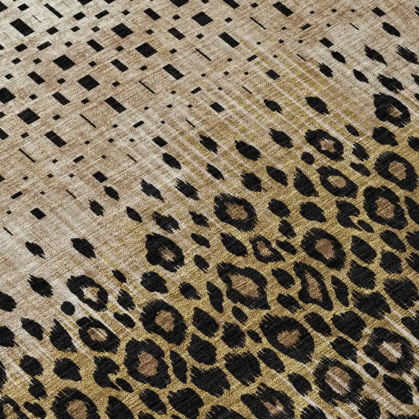 Brown And Graphite Geometric Washable Indoor Outdoor Area Rug Photo 4