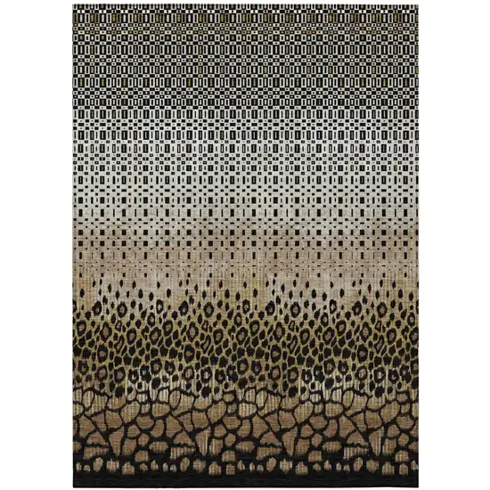 Brown And Graphite Geometric Washable Indoor Outdoor Area Rug Photo 2