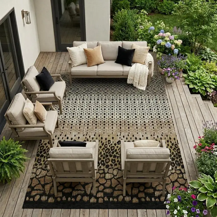 Brown And Graphite Geometric Washable Indoor Outdoor Area Rug Photo 1