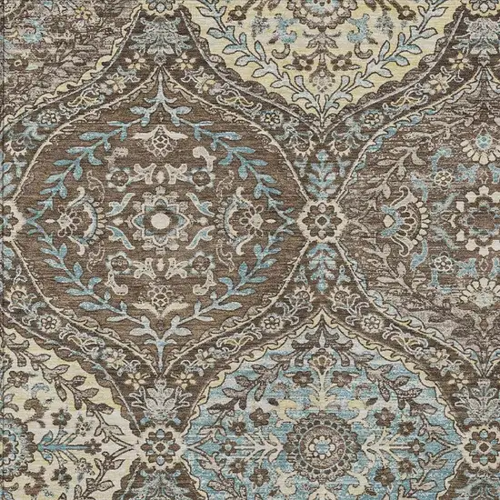 Brown And Graphite Ogee Washable Indoor Outdoor Area Rug Photo 3